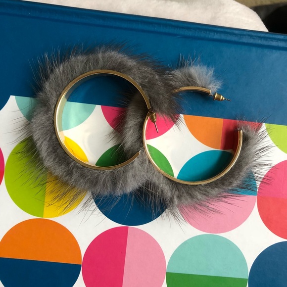 Zara Jewelry - Last Chance! Zara Fur Hoop Earrings gray color